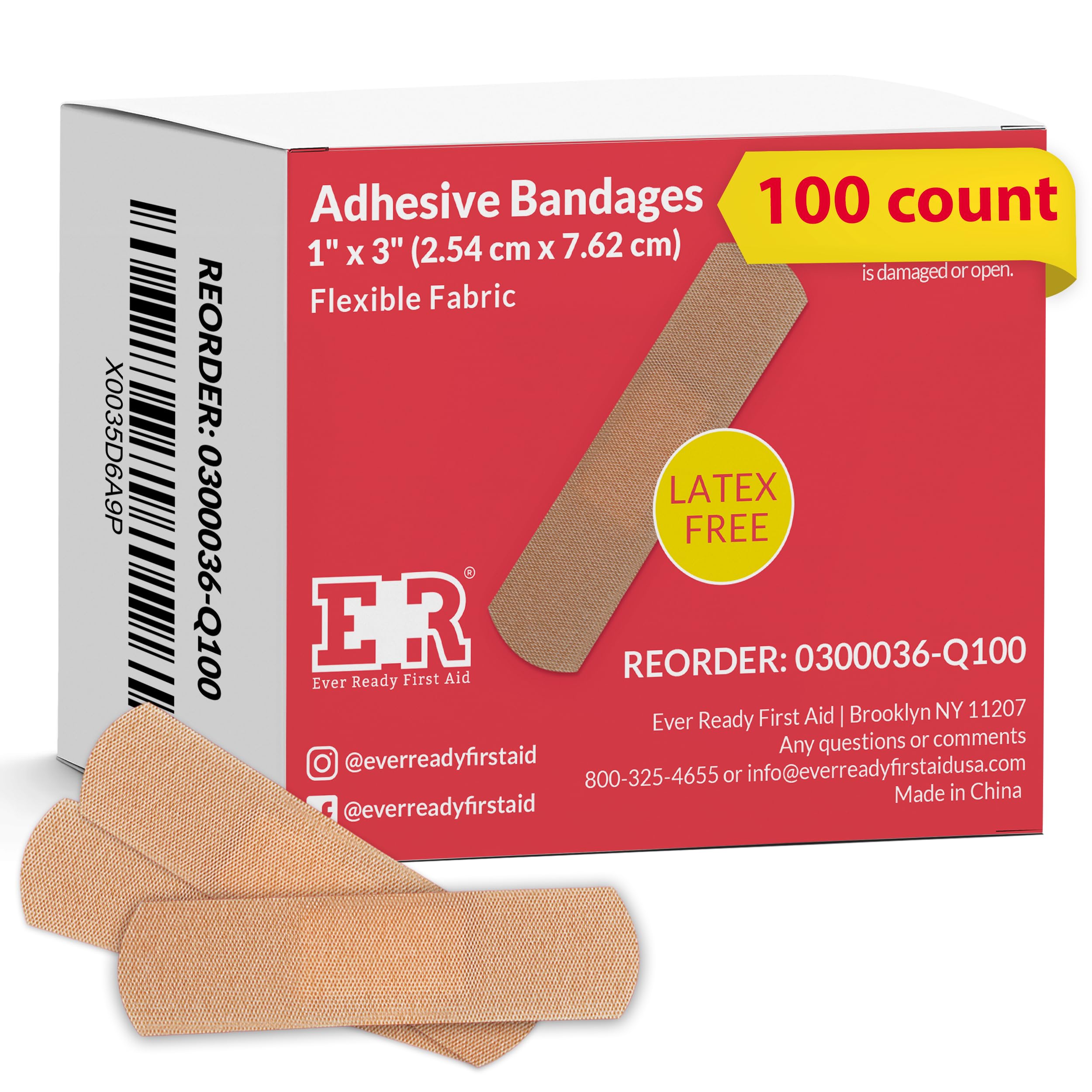 Ever Ready First Aid fabric bandages with flexible, skin-conforming fit.
