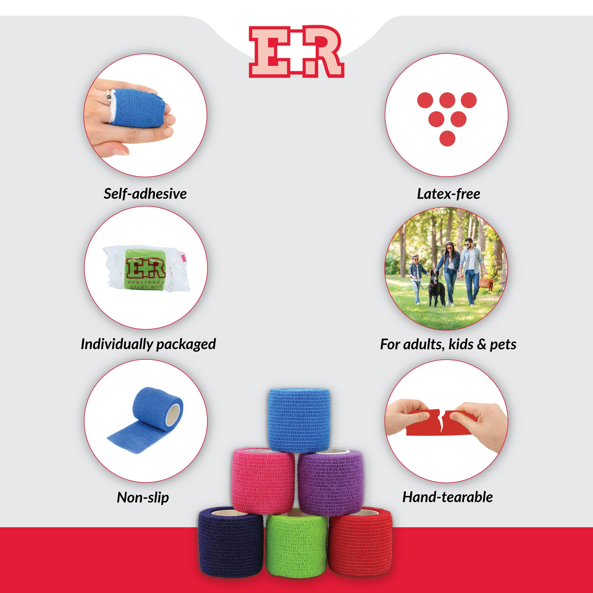 Ever Ready First Aid pink 2in x 5yd bandage ideal for quick wraps.