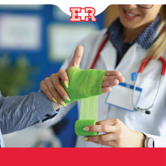Ever Ready First Aid red self-adherent bandage provides reliable hold.