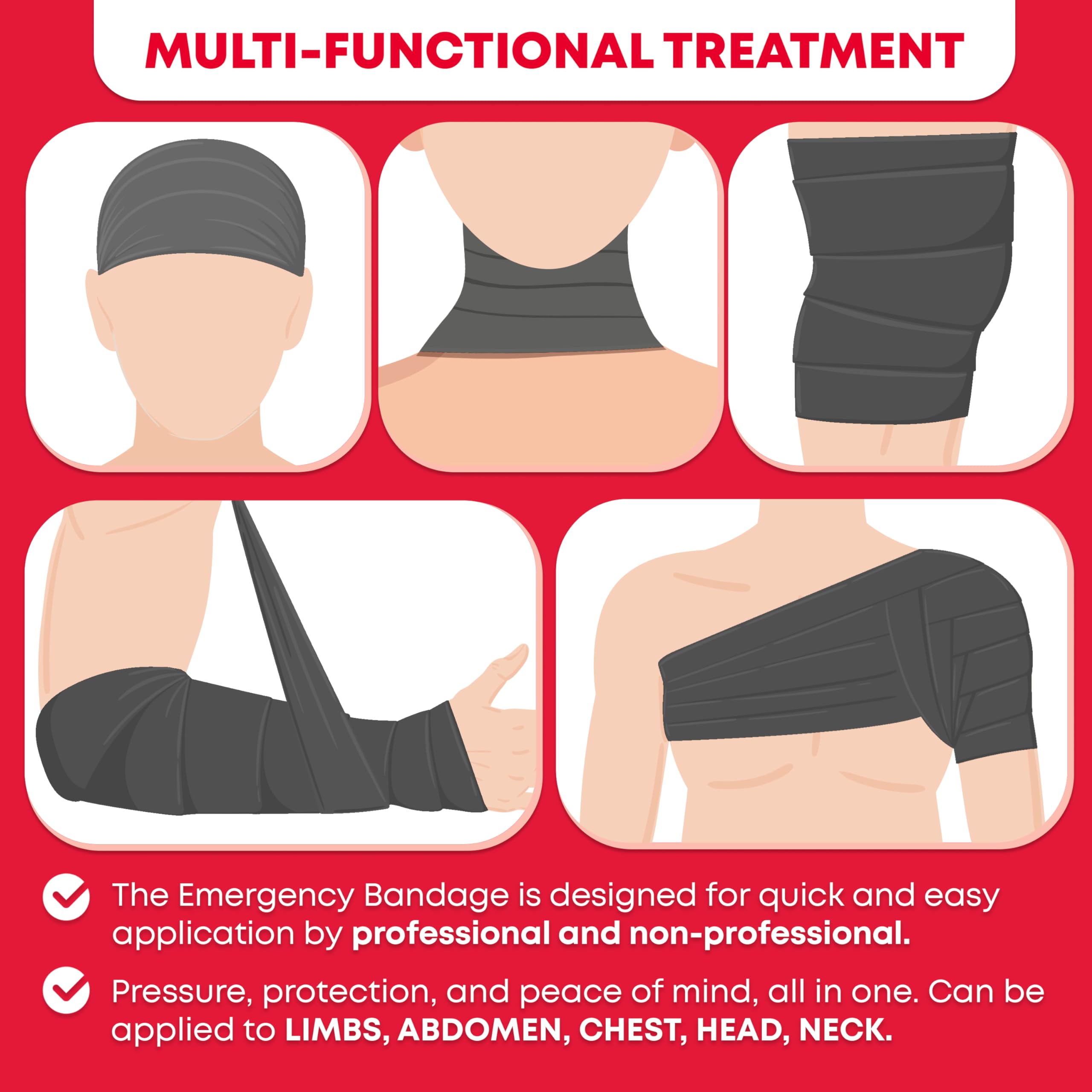 Ever Ready First Aid 70-inch compression bandage ready to wrap limbs.