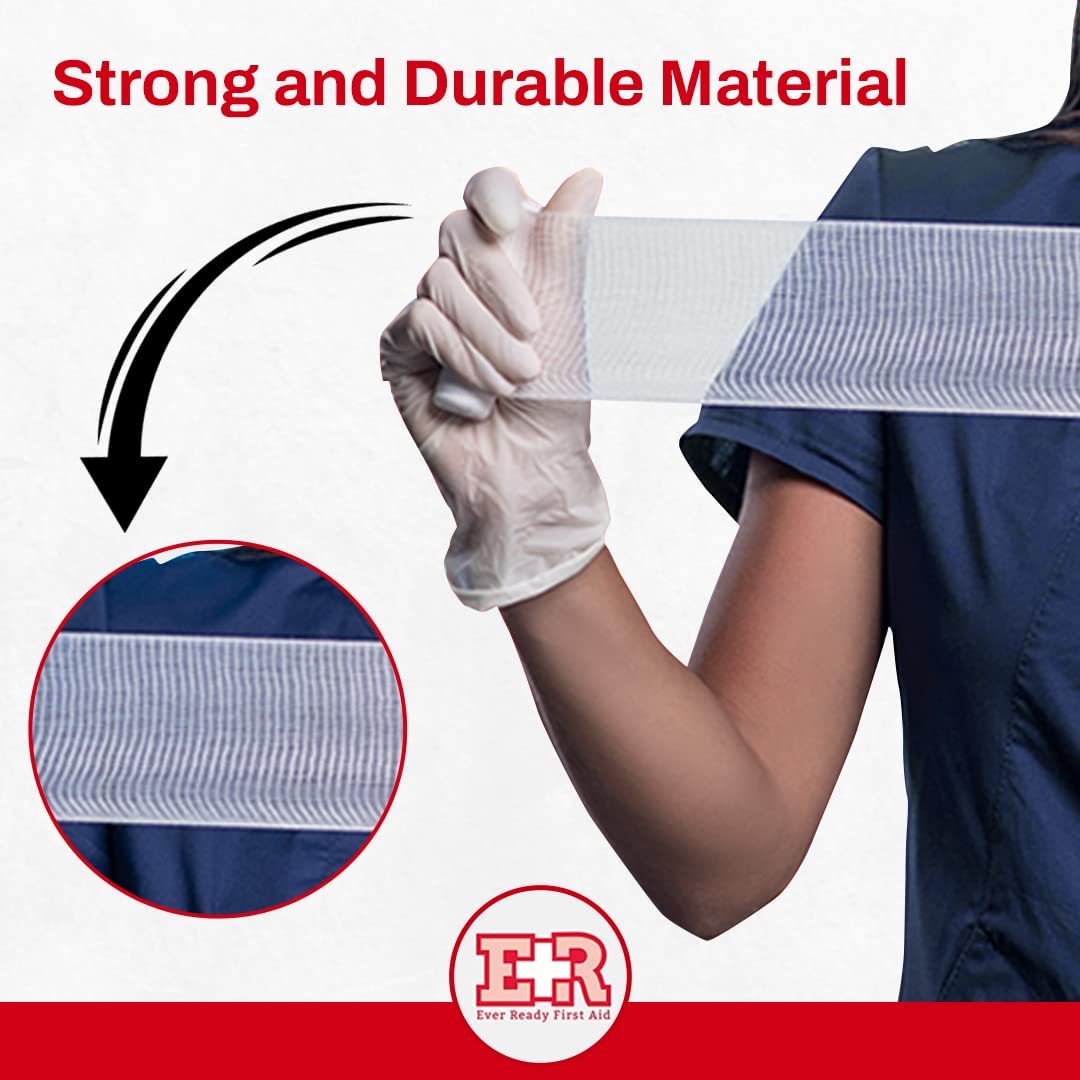 Ever Ready First Aid gauze roll being applied for quick dressing in real life.