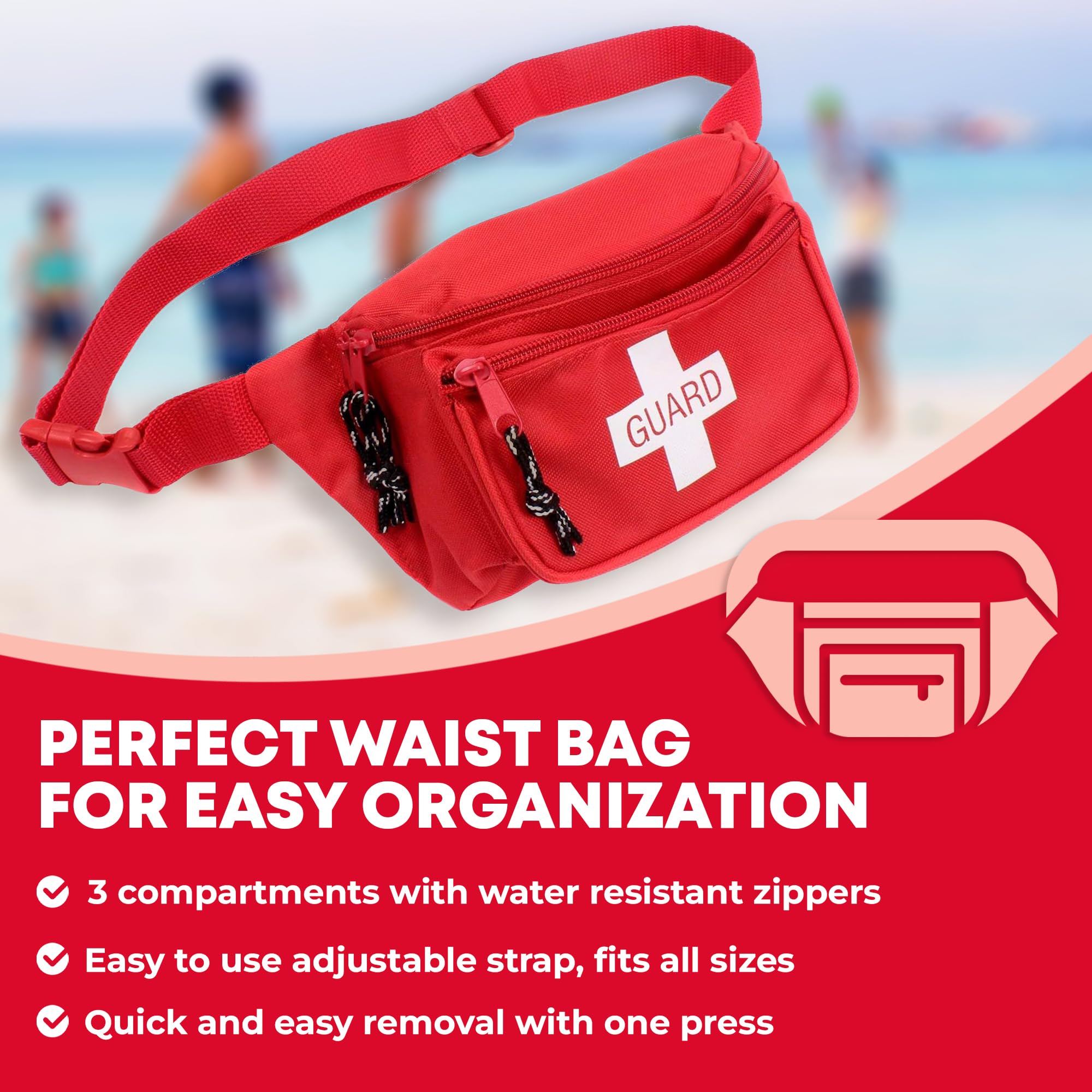 Ever Ready First Aid fanny pack adjustable strap ensures a comfortable, quick removal.