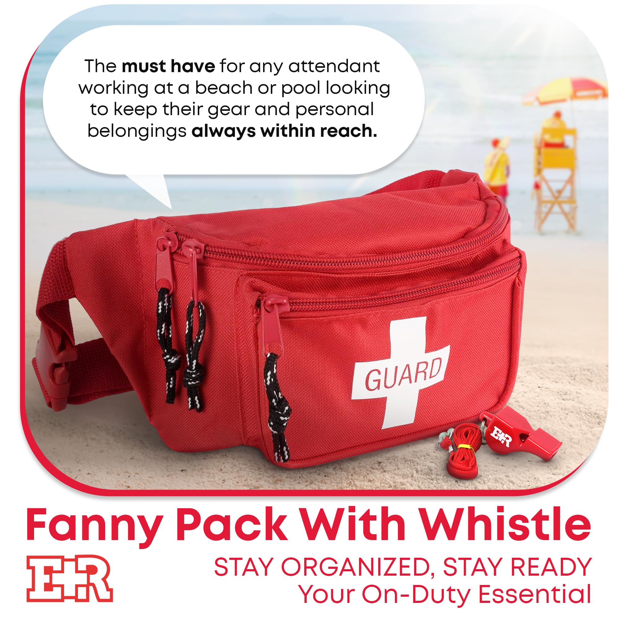 Ever Ready First Aid fanny pack with water-resistant zippers for reliable gear access