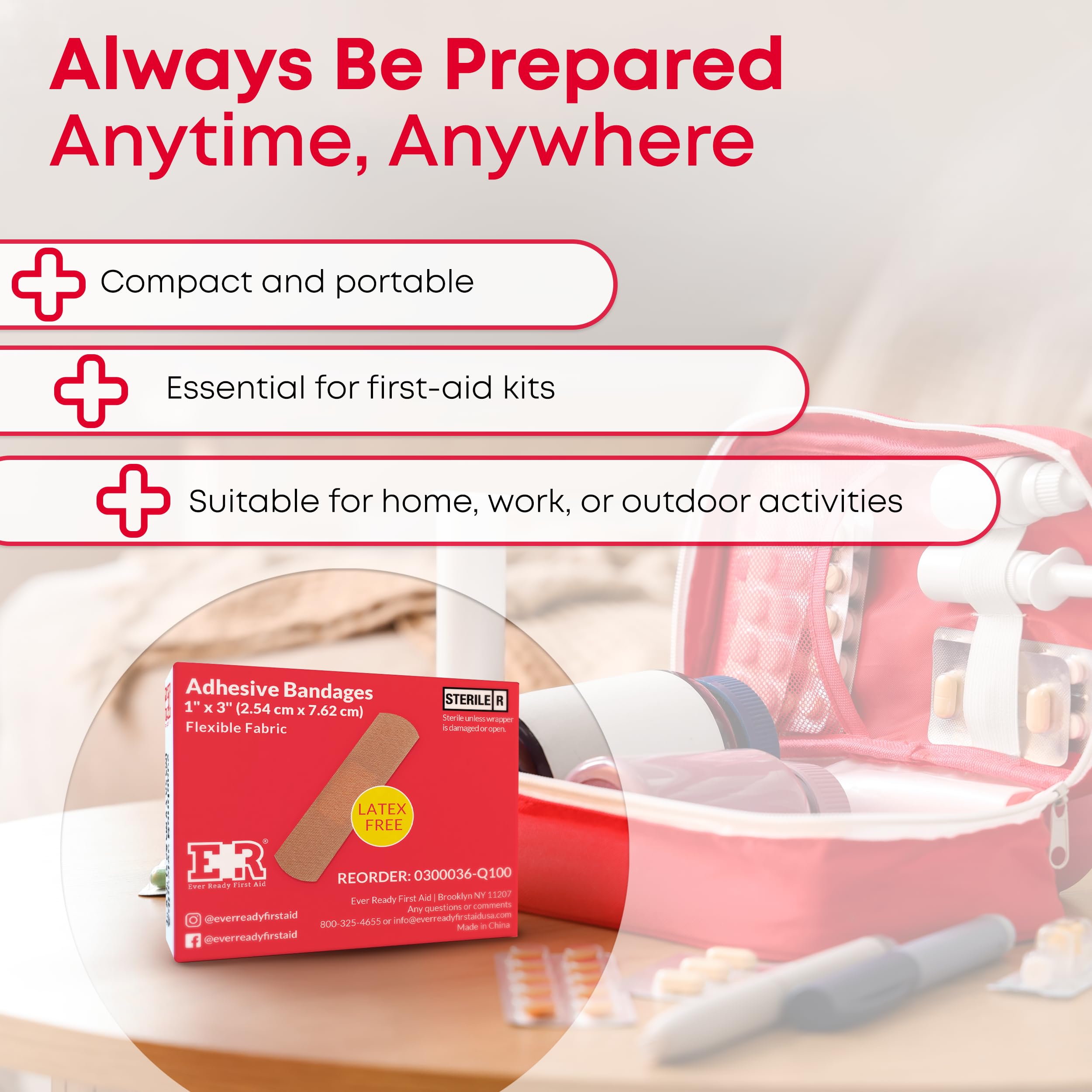 Durable fabric sticks securely while allowing movement with Ever Ready bandages.