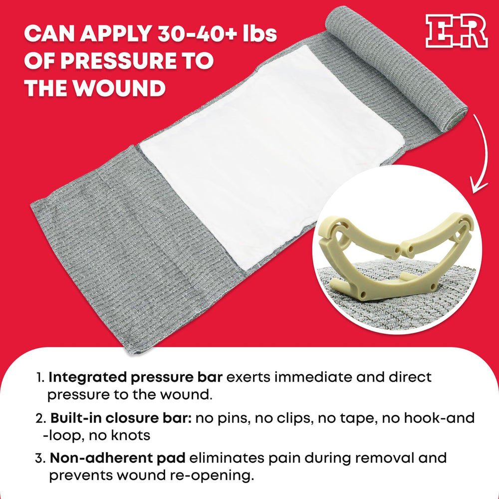 Ever Ready First Aid Israeli bandage 6-inch designed for hemorrhage control in critical moments.