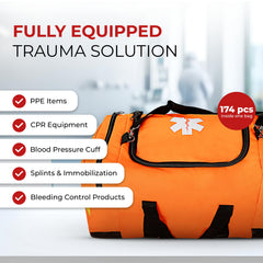Reflective striping on the bag enhances visibility in low-light environments.