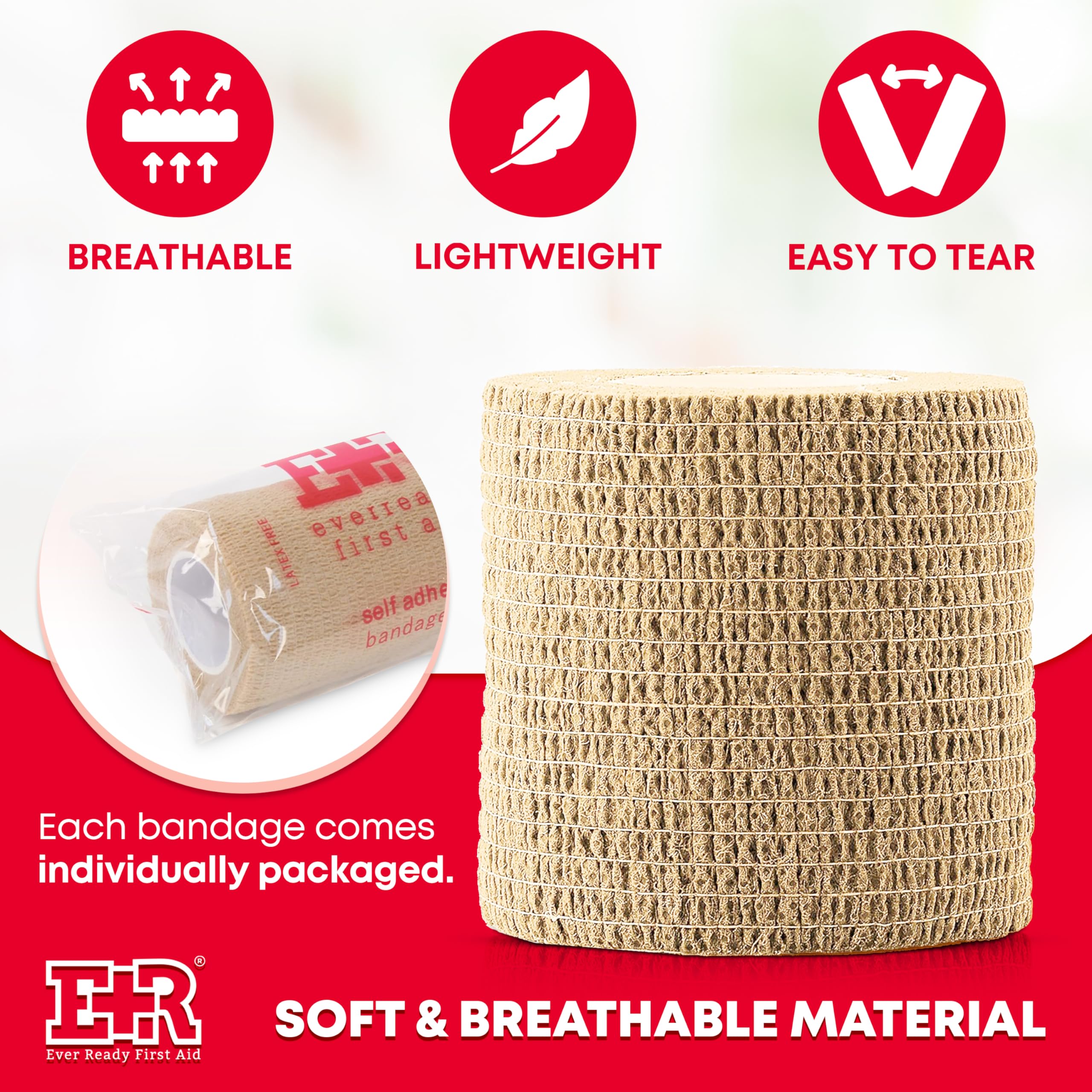 Ever Ready First Aid self-adherent wrap on knee during activity