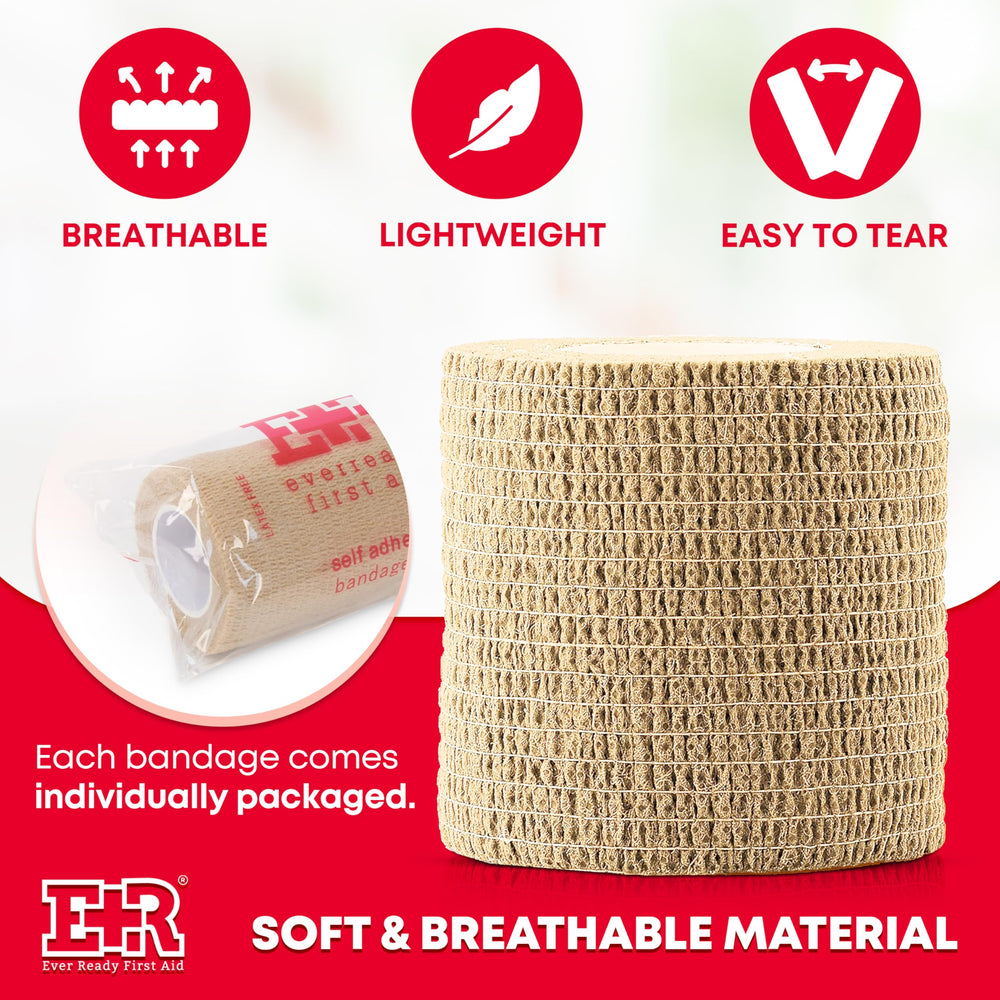 Ever Ready First Aid self-adherent wrap on knee during activity