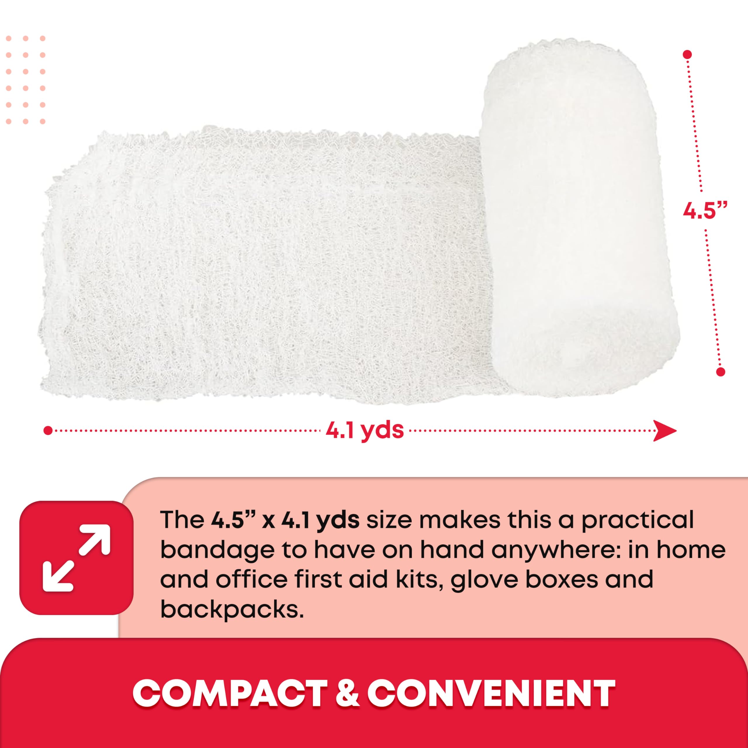 Ever Ready First Aid Krinkle Kerlix bandage roll unwrapped detail shows easy handling.
