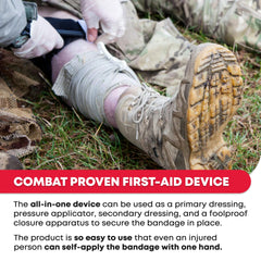 Ever Ready First Aid 6-inch black tactical dressing in an emergency kit.