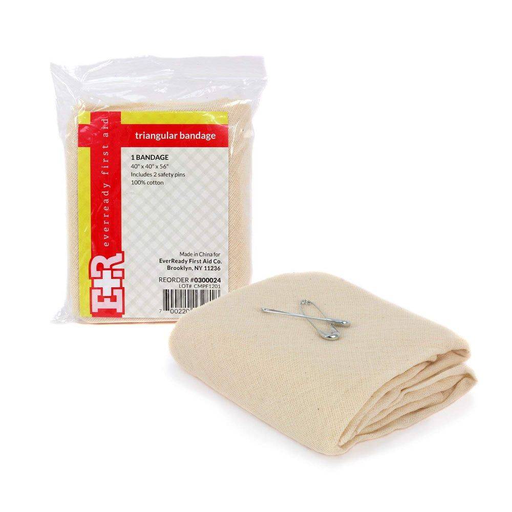 Ever Ready First Aid triangular bandage 40x40x56 inches, versatile for head dressings or slings.