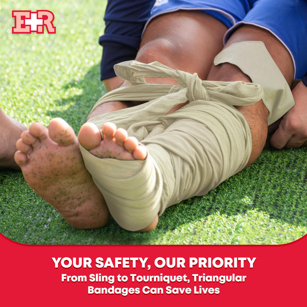 Compact packaging keeps Ever Ready triangular bandage kit-ready for emergencies.