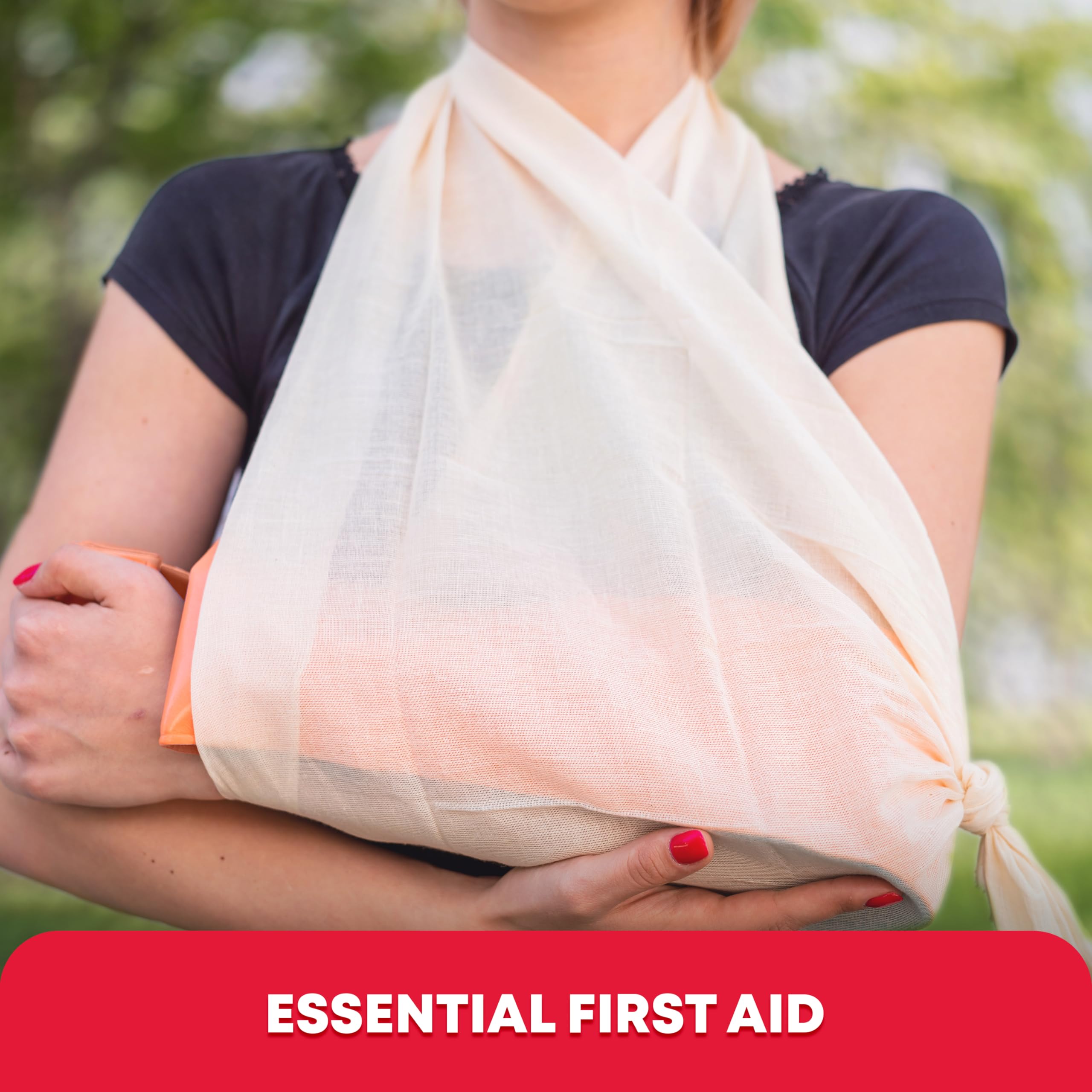 Ever Ready triangular bandage includes two safety pins for secure wrapping.
