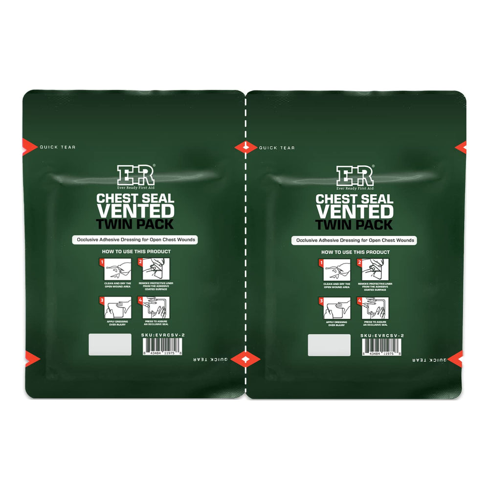 Twin pack vented chest seal with Quick Tear foil pouch for rapid access.