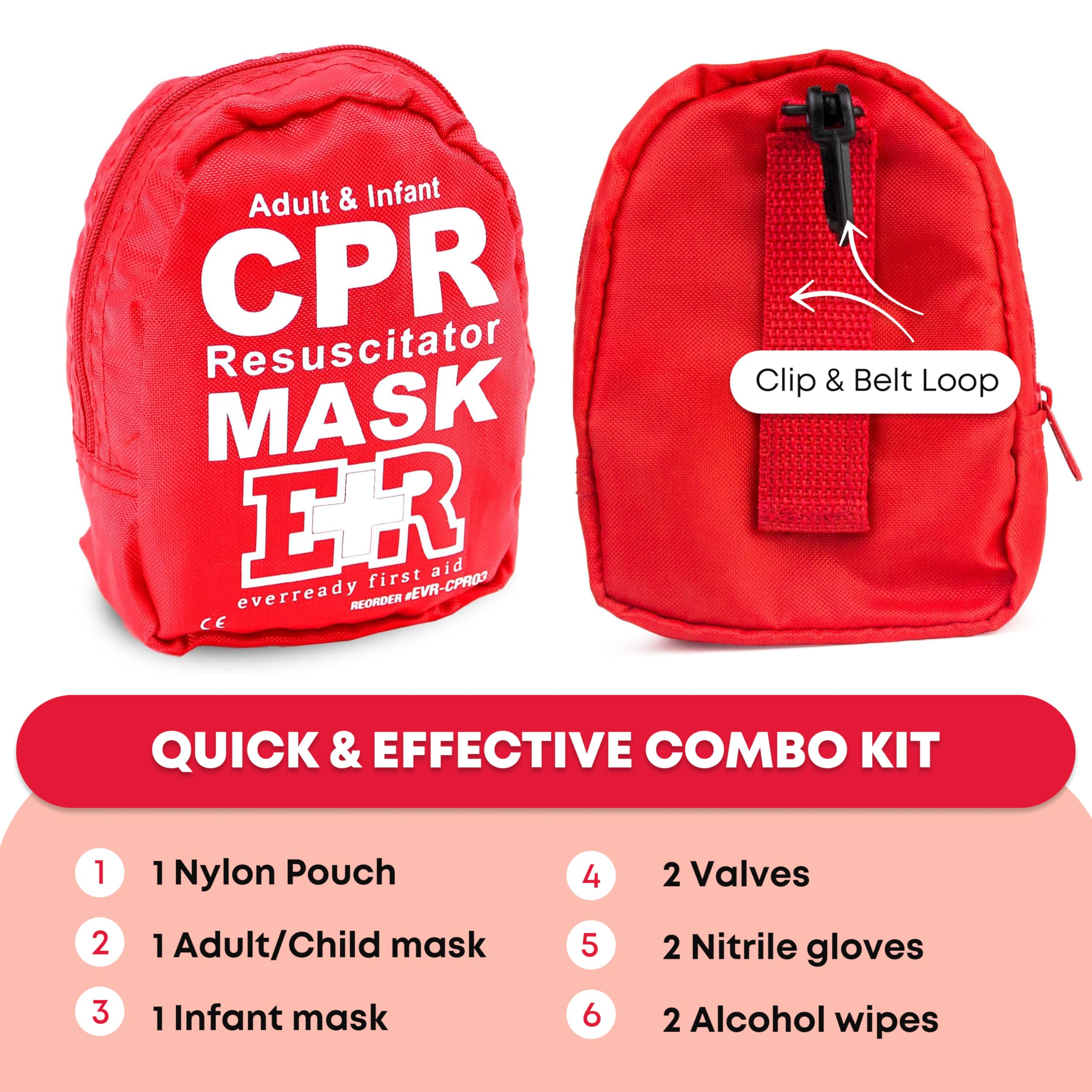 Ever Ready vinyl gloves included for clean handling during CPR practice.