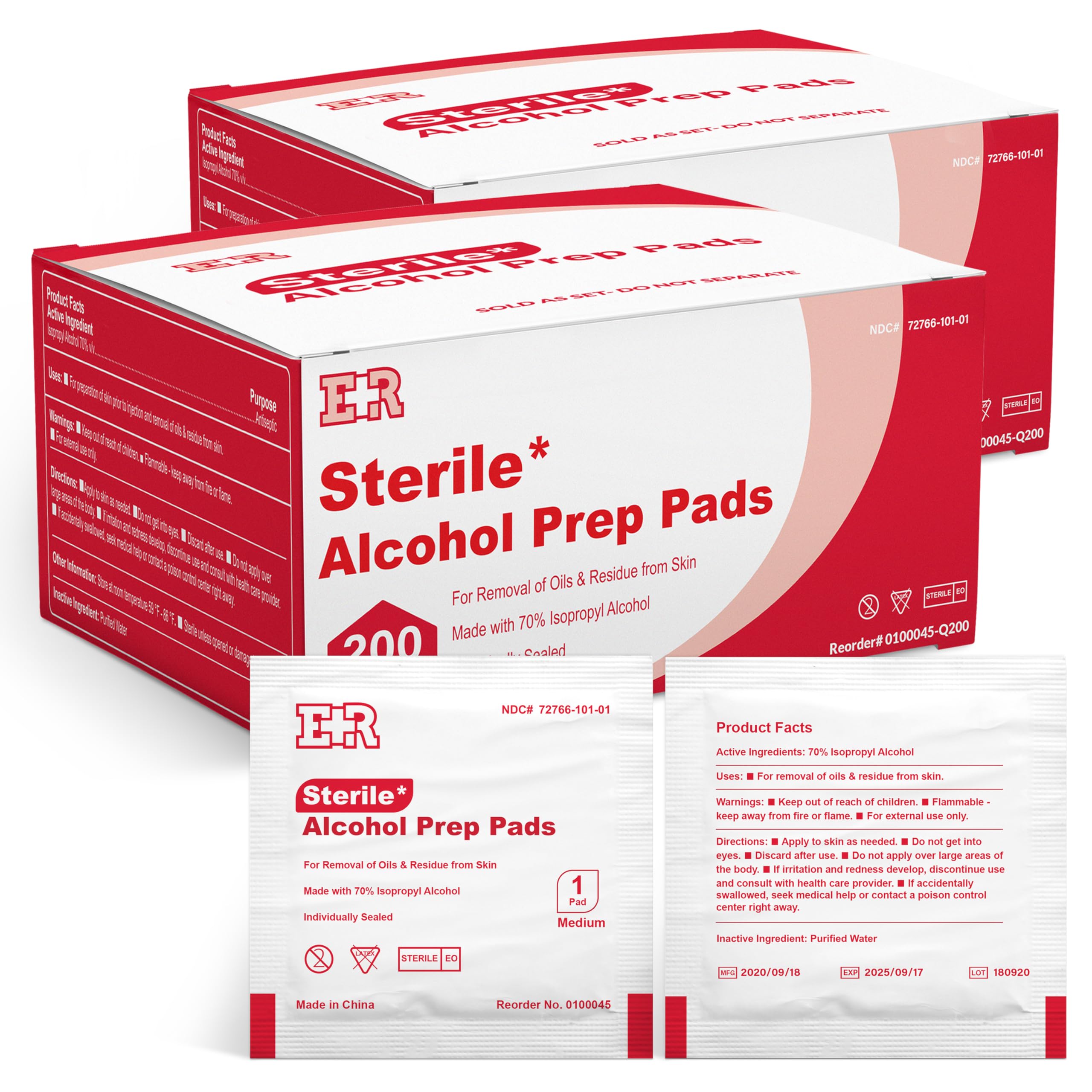 Ever Ready First Aid: paños alcohol prep envueltos individualmente para uso higiénico