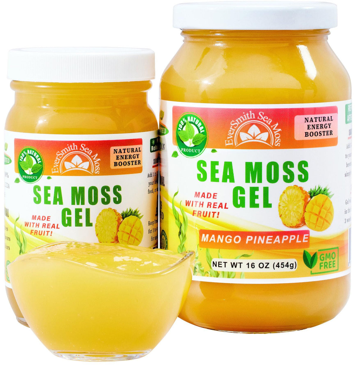 EverSmith Organics wildcrafted Irish sea moss gel jar showing rich texture for smoothies