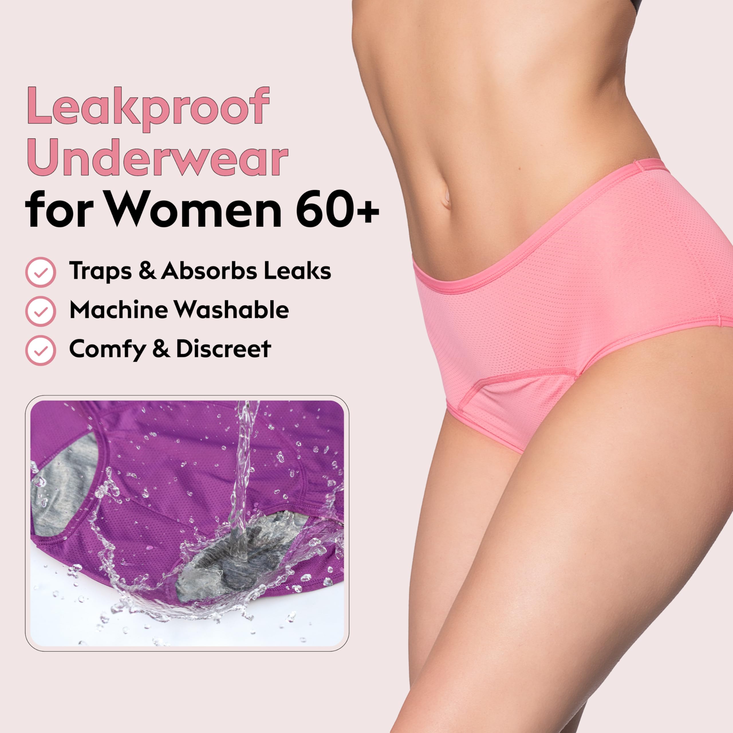 Everdries waistband closeup highlights soft, secure fit for comfort.