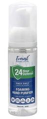Everest foam sanitizer being applied to hand showing moisturizing formula