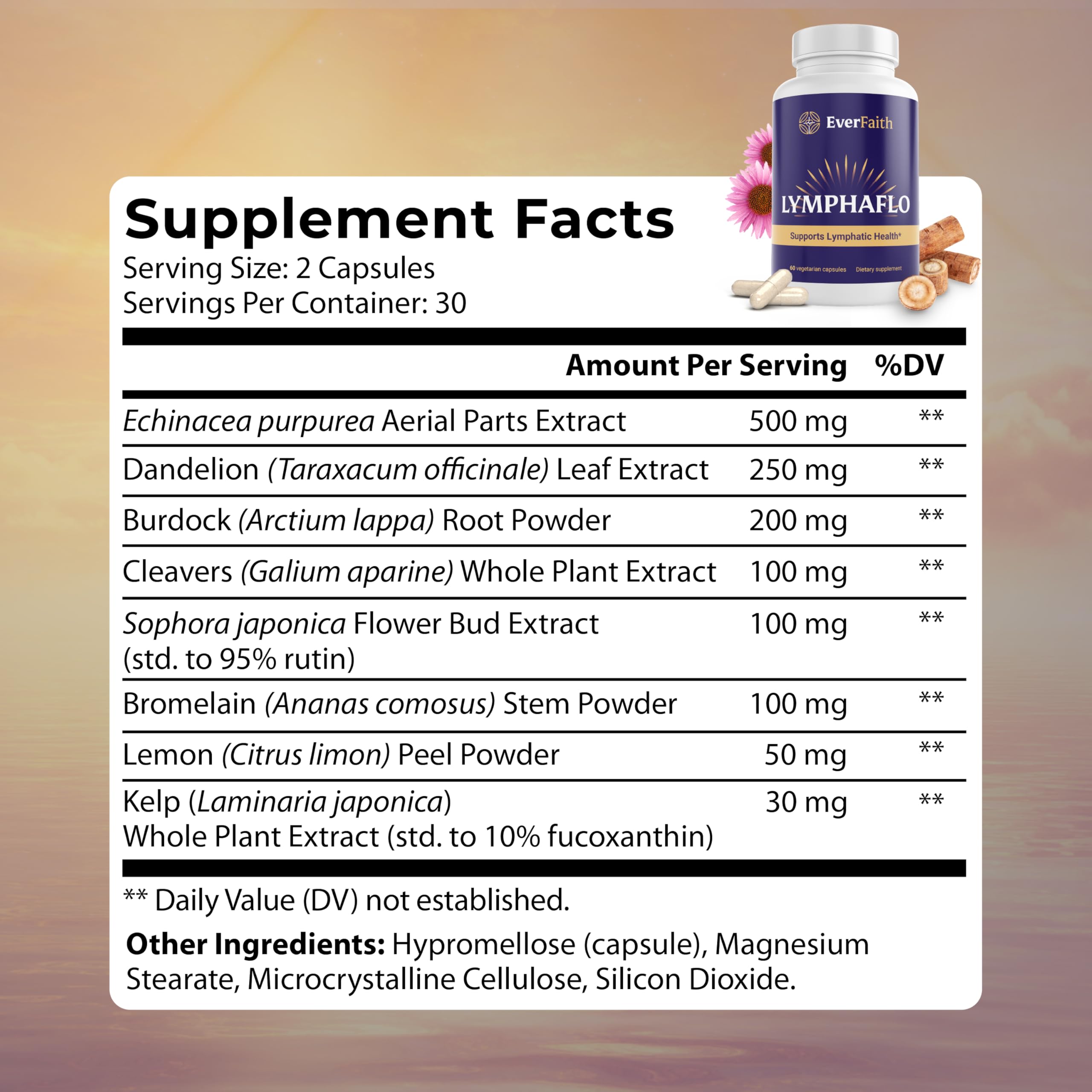 Everfaith LymphaFlo capsules close-up for convenient daily support