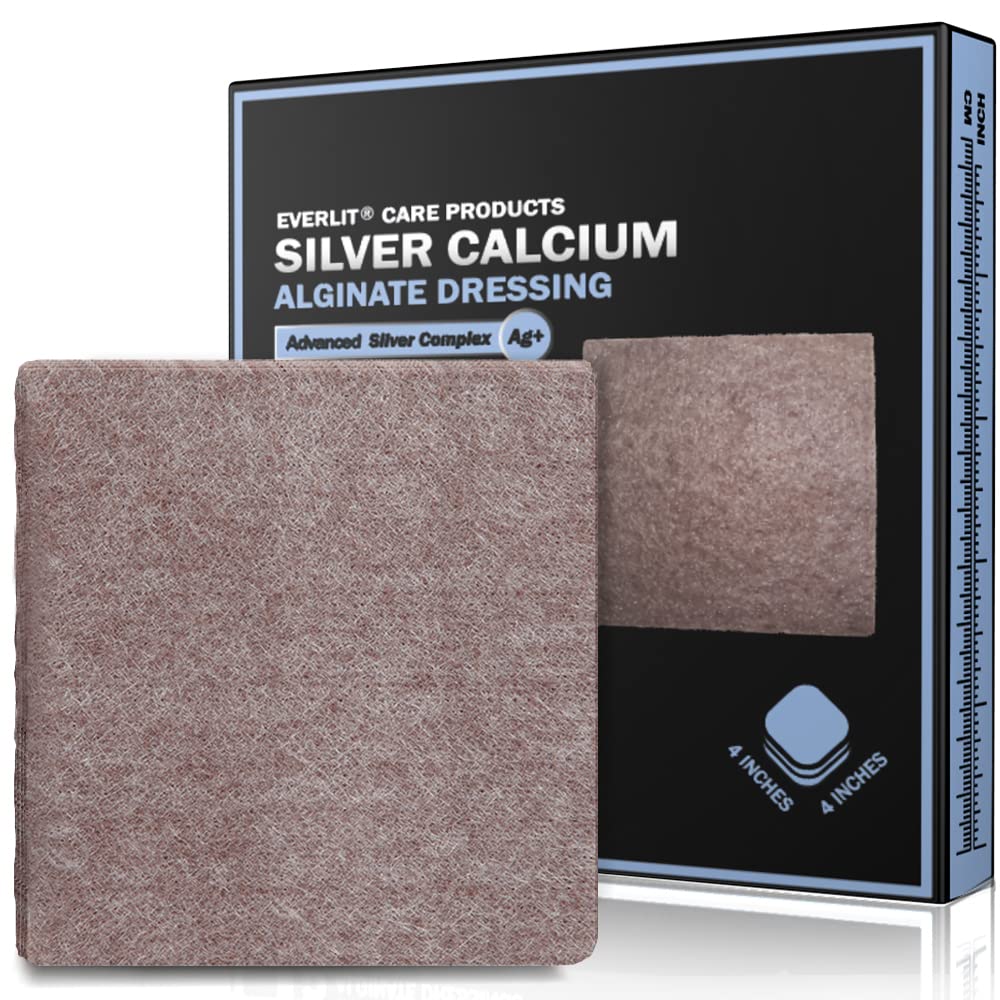 EVERLIT AG Silver Calcium Alginate Dressing close-up highlights absorbency for exudate management.