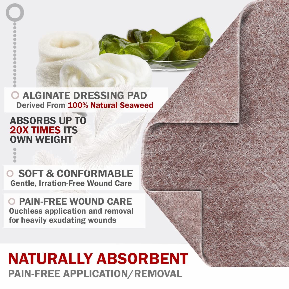 EVERLIT AG Silver Calcium Alginate Dressing gel formation forms a cohesive layer over the wound.
