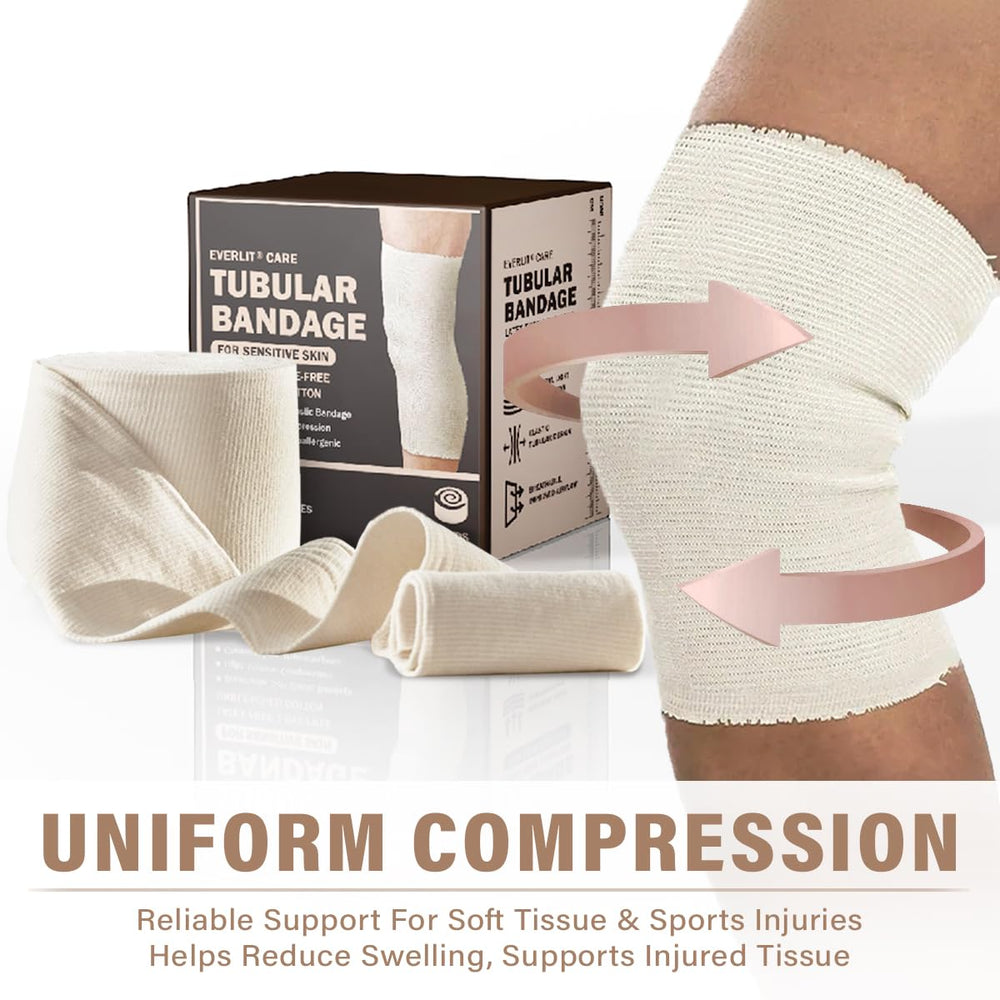 Everlit arm and knee compression bandage in use for versatile support