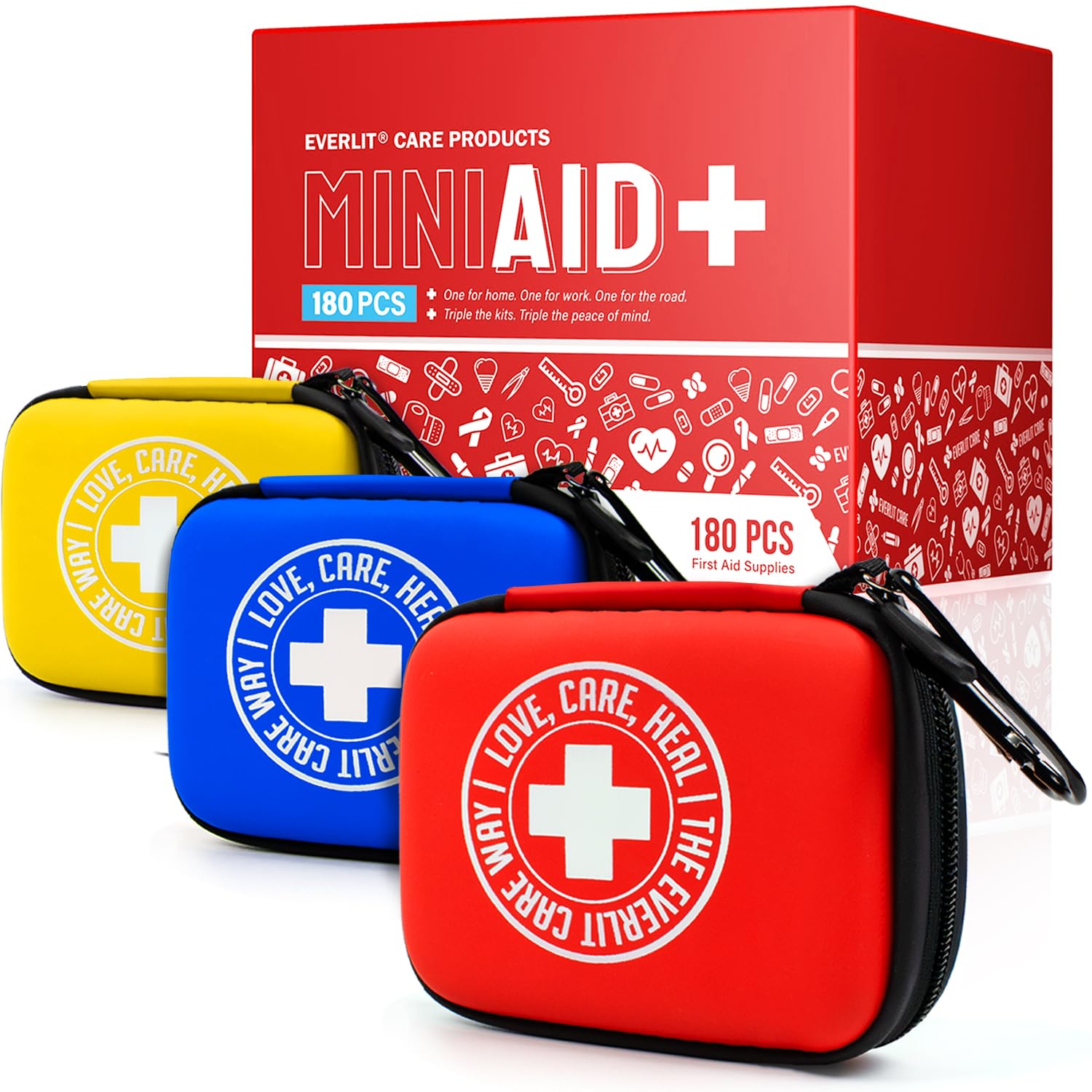 EVERLIT CARE MiniAid kit with carabiner attachment for quick on-the-go access.