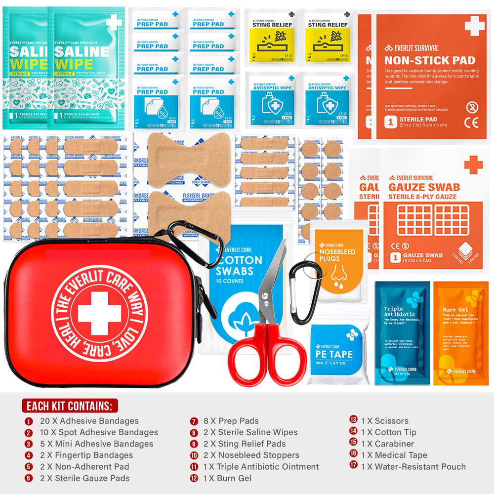 Water-resistant MiniAid case ready for outdoor adventures and travel.
