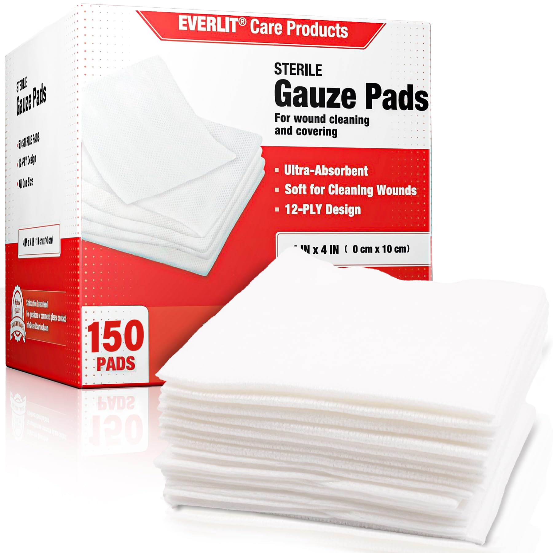 EVERLIT extra-thick 4x4 sterile gauze pad, individually wrapped for clean wound care.