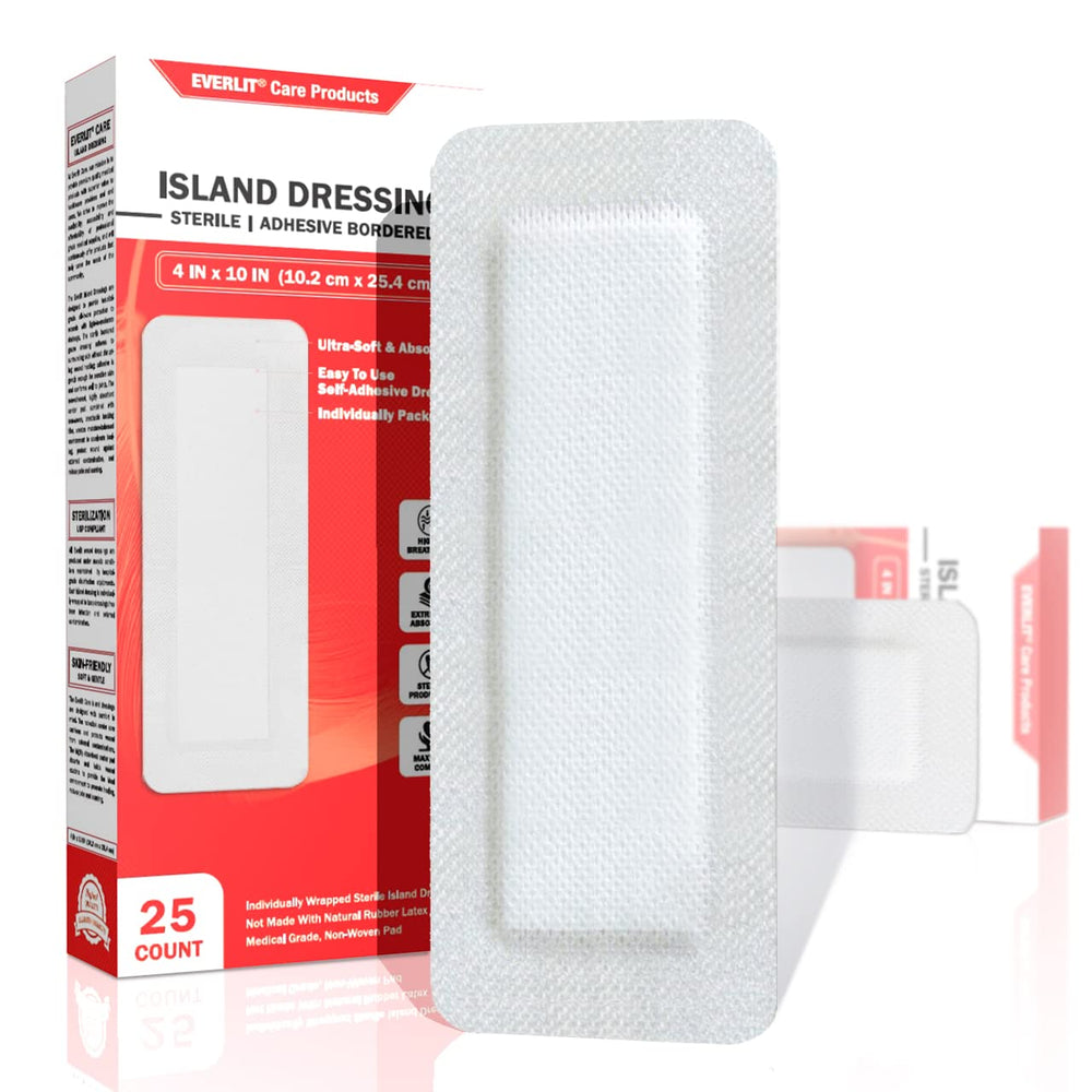 EVERLIT Island Dressing border 4x10 inch—secure placement and primary wound coverage.
