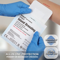 EVERLIT Island Dressing border soft non-woven backing—conforms with minimal wound bed disruption.