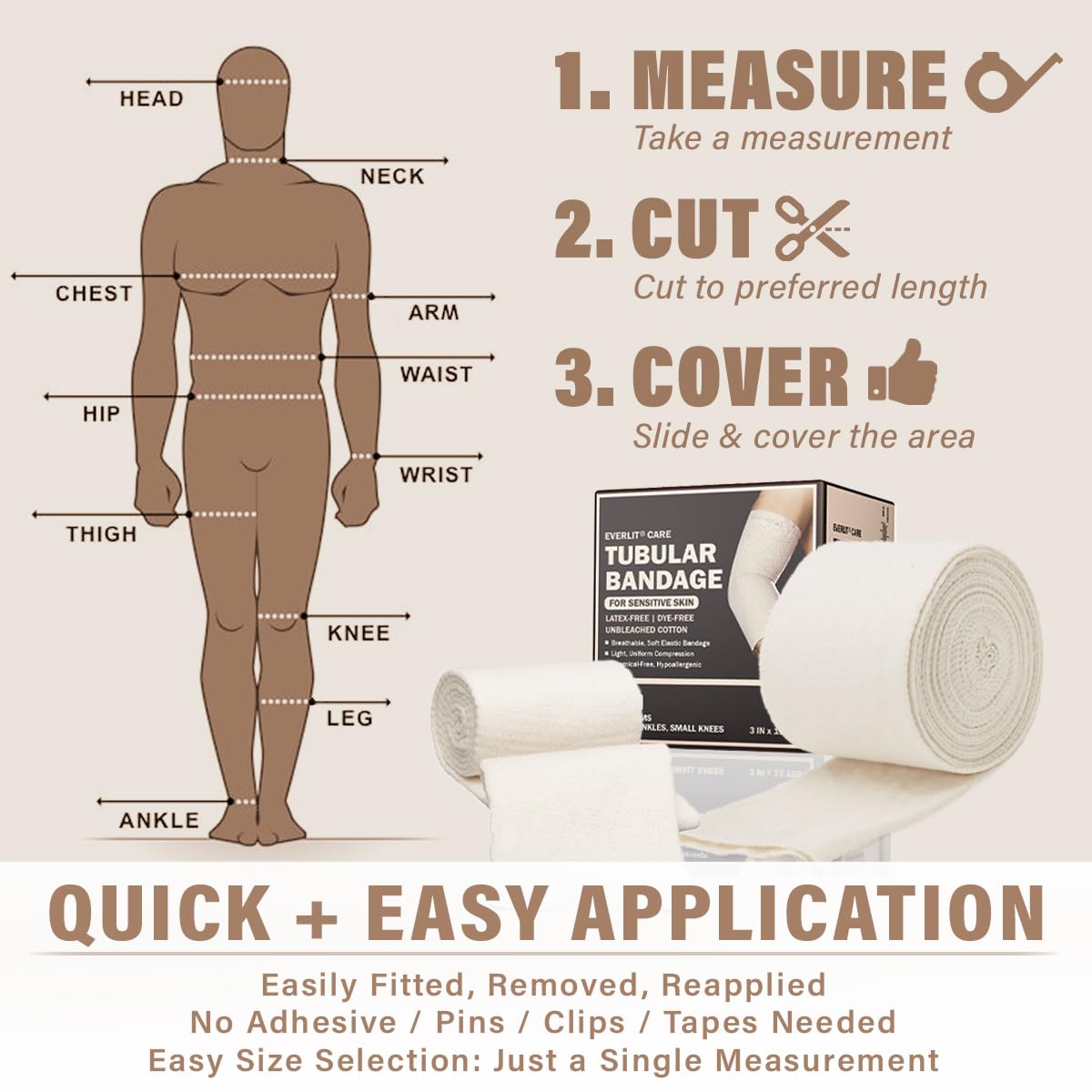  latex-free Everlit bandage demonstrating soft, breathable fabric