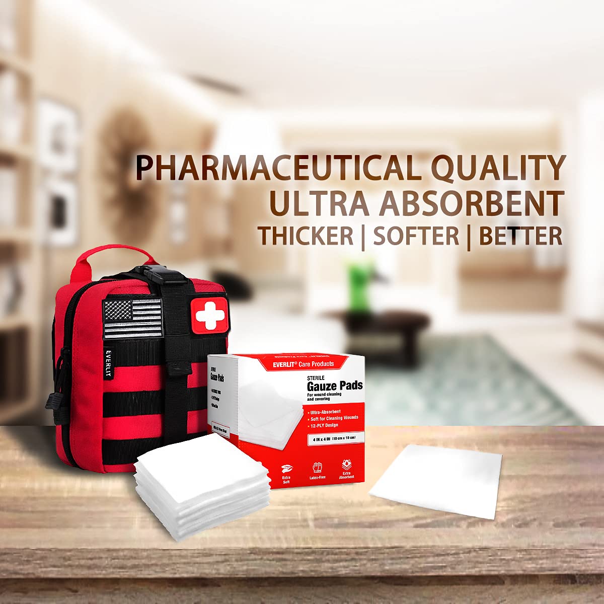 EVERLIT lint-free, durable gauze pad designed for sensitive skin.