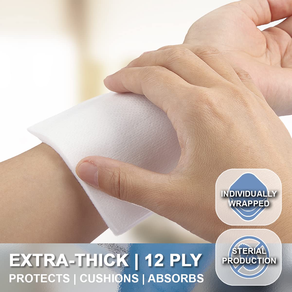 EVERLIT non-woven gauze pad, ultra-soft and lint-free for sensitive skin.