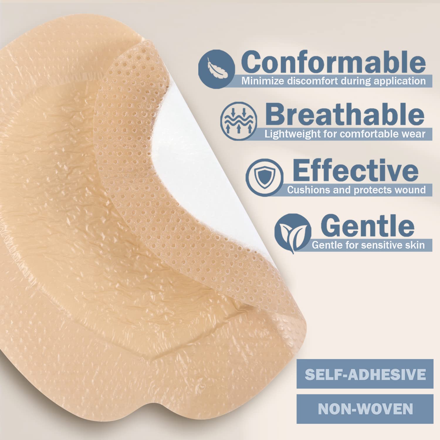 Everlit Sacrum Foam Dressing product shot highlighting waterproof film barrier for germ protection.