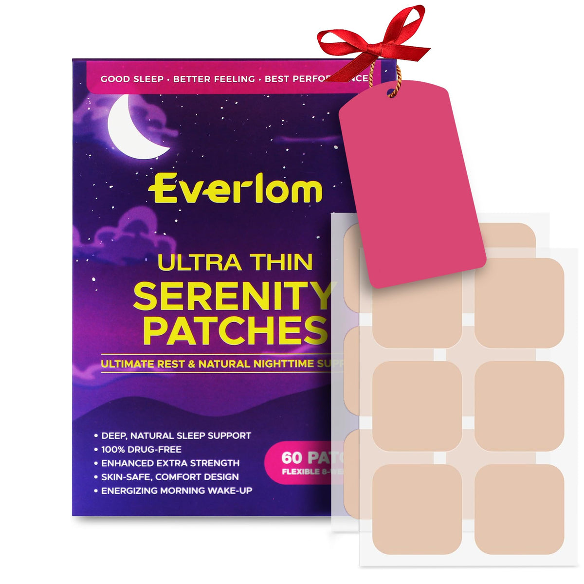 Everlom Sleep Patches 60-pack front label for easy nighttime use.