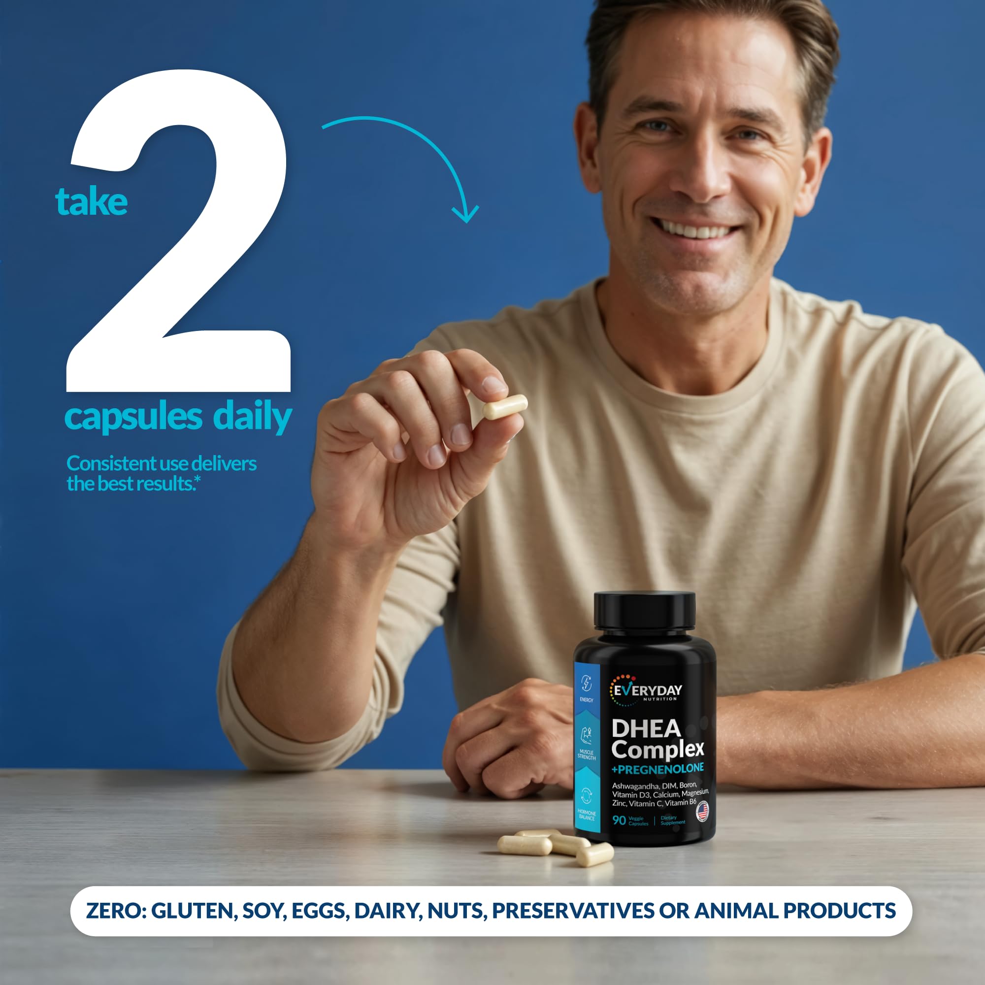 Everyday Nutrition DHEA daily-use scene showing routine.