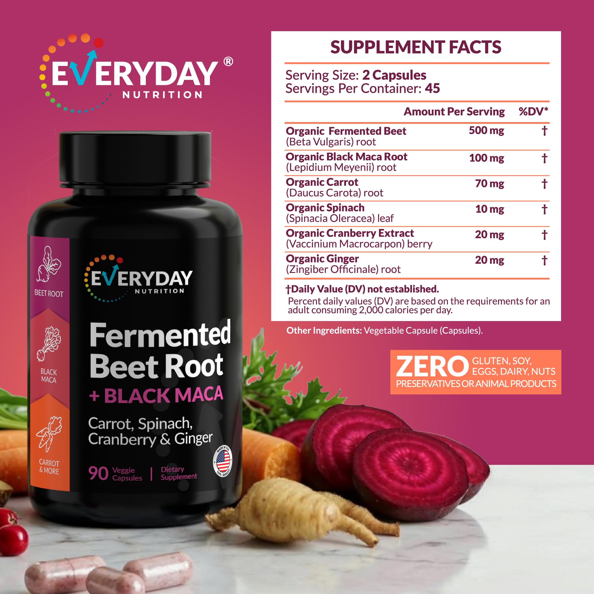 EVERYDAY NUTRITION Made-in-USA label signals high-quality, clean production and trustworthy sourcing.