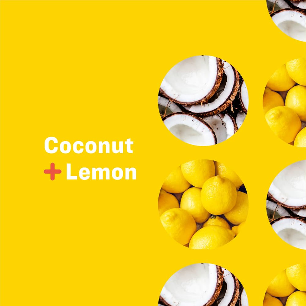 Close-up of Everyone label highlighting refreshing coconut lemon scent.