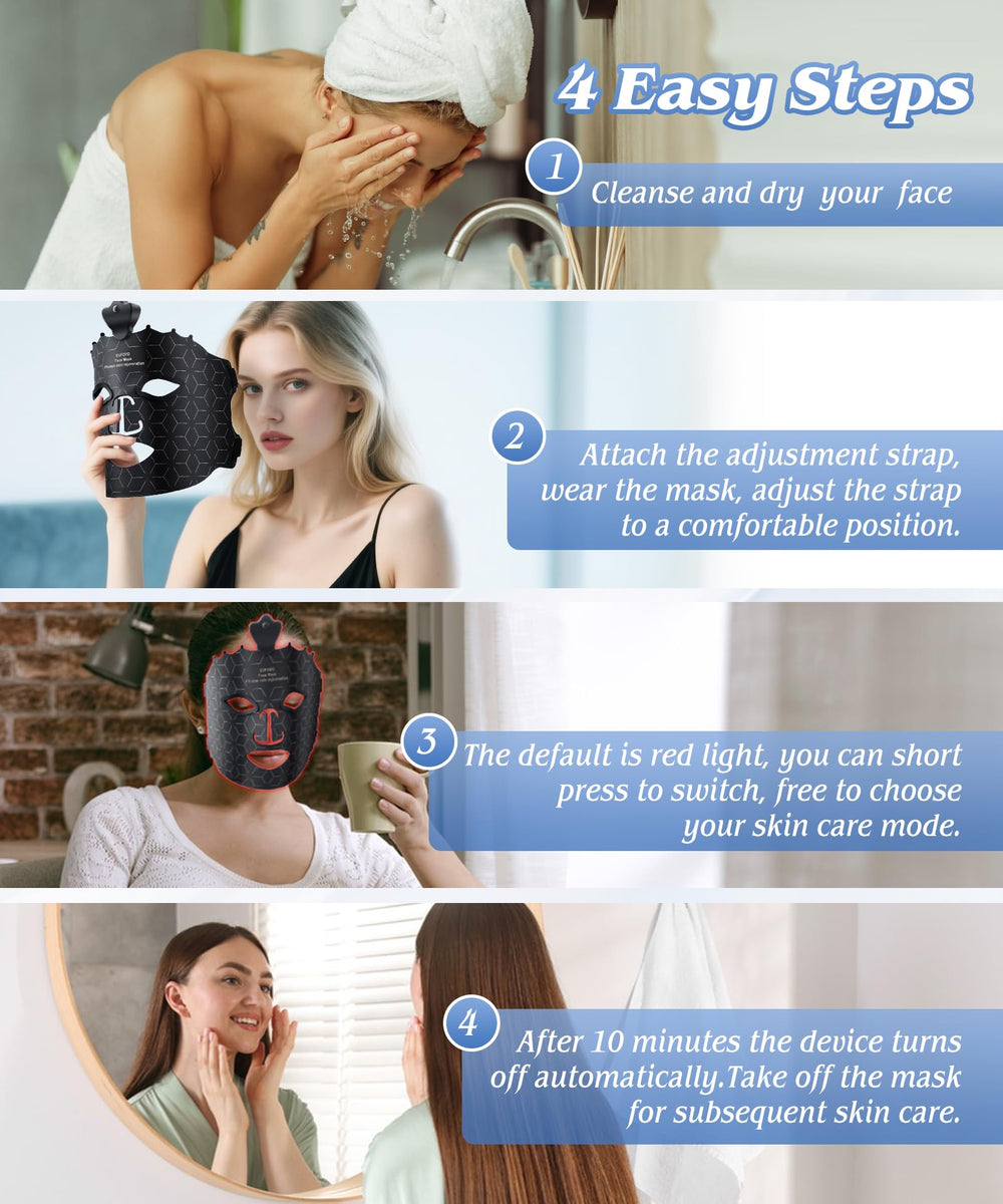 EVFOFO mask suited for unwinding after a long day with gentle light.