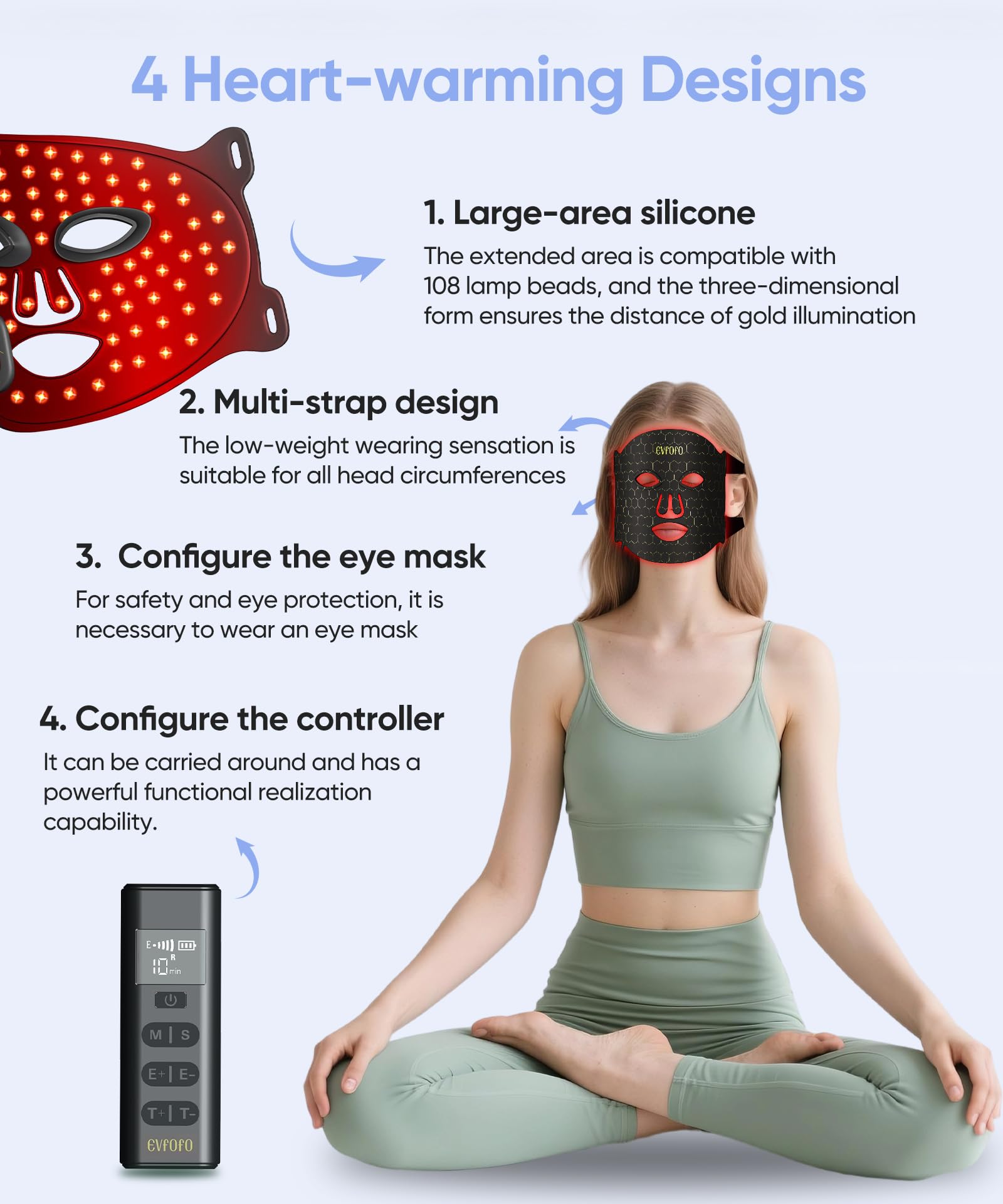 EVFOFO LED Face Mask portable design lets you use it anywhere.