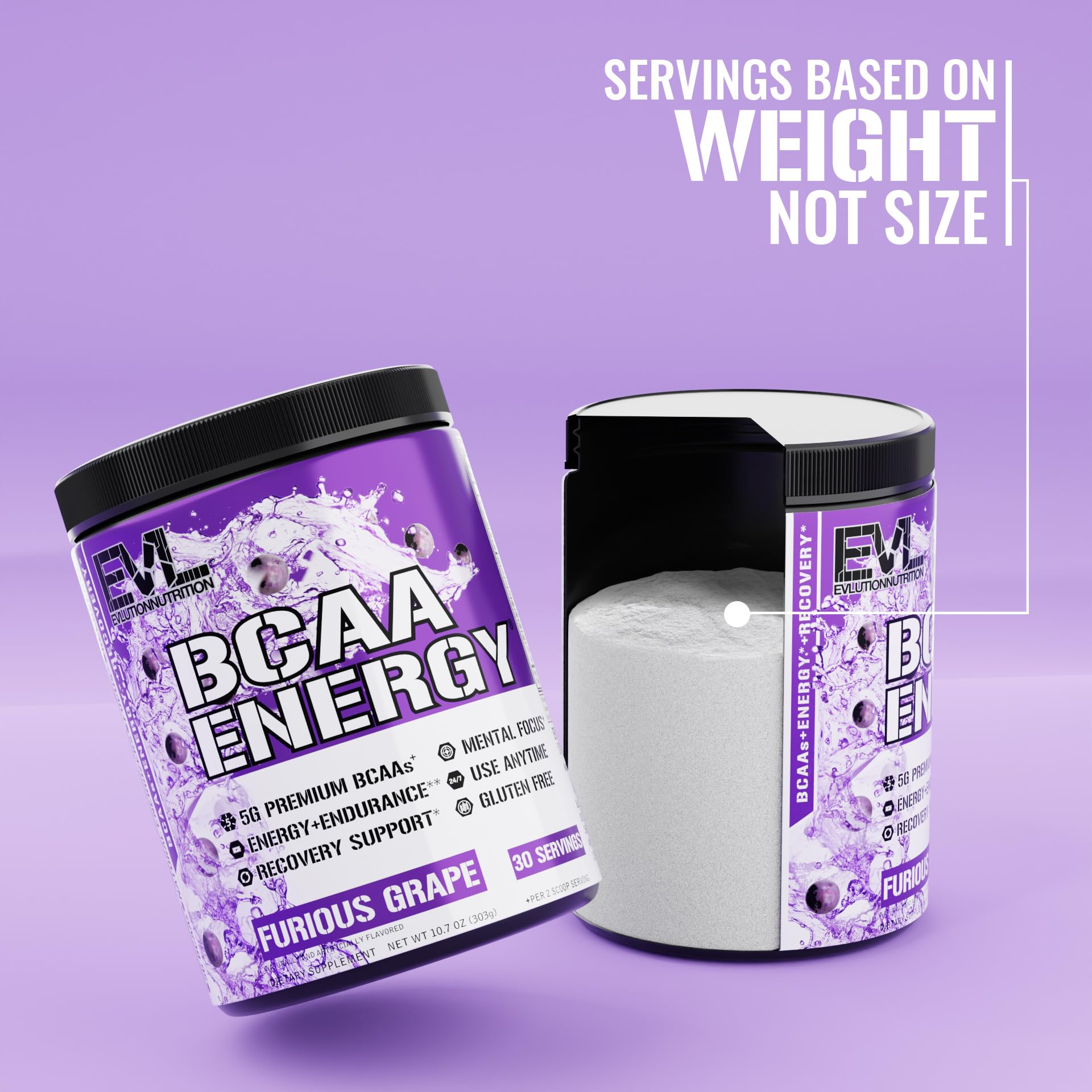 EVL BCAA Energy label detail highlights clean ingredients and testing
