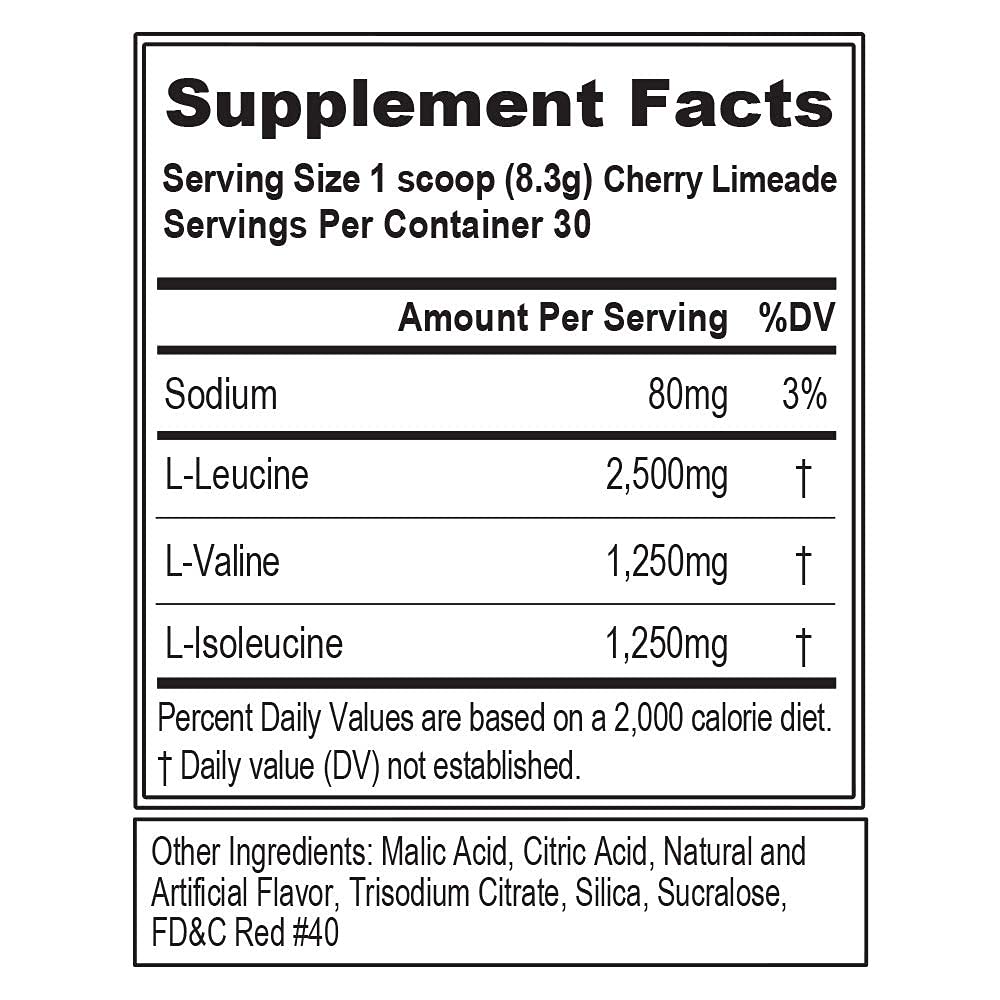 EVL BCAAs Cherry Limeade mixing glass, ideal non-stim pre-workout hydration.