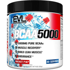 EVL BCAAs Rocket Pop bottle showing 5g BCAAs for recovery