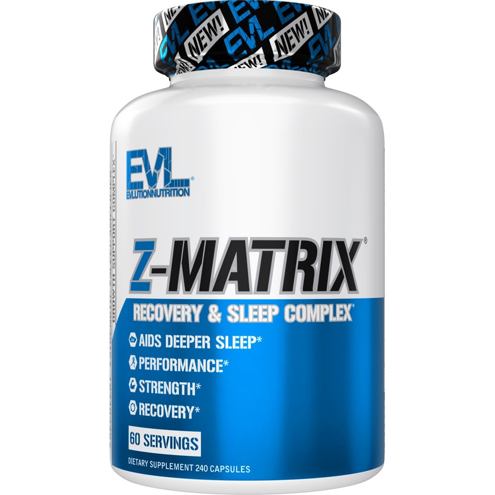 EVL Post Workout Recovery bottle highlights zinc and magnesium for muscle support