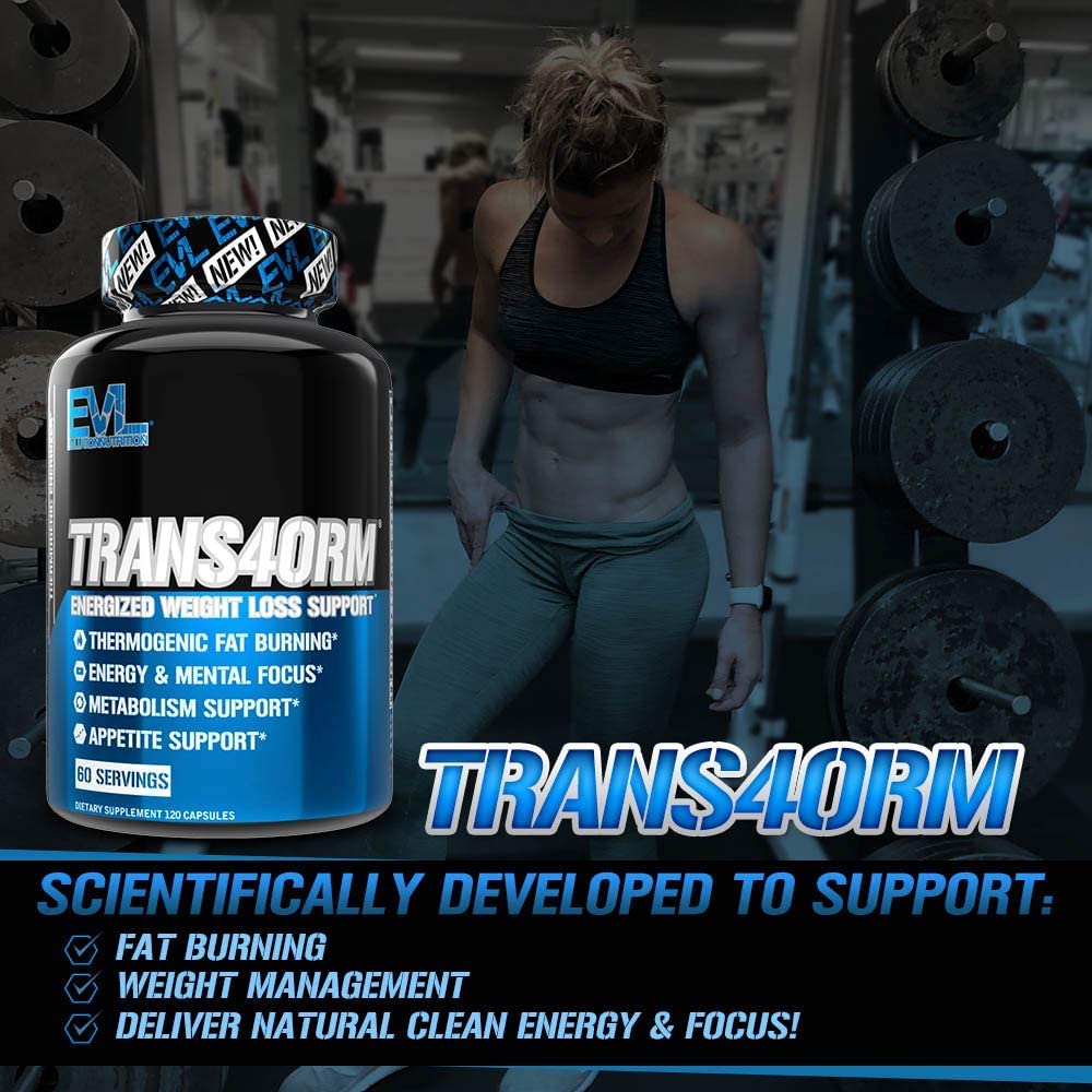 EVL Trans4orm green tea extract pack highlighting natural metabolism support.