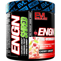 EVL ENGN Shred label closeup highlighting ingredients for informed workouts.