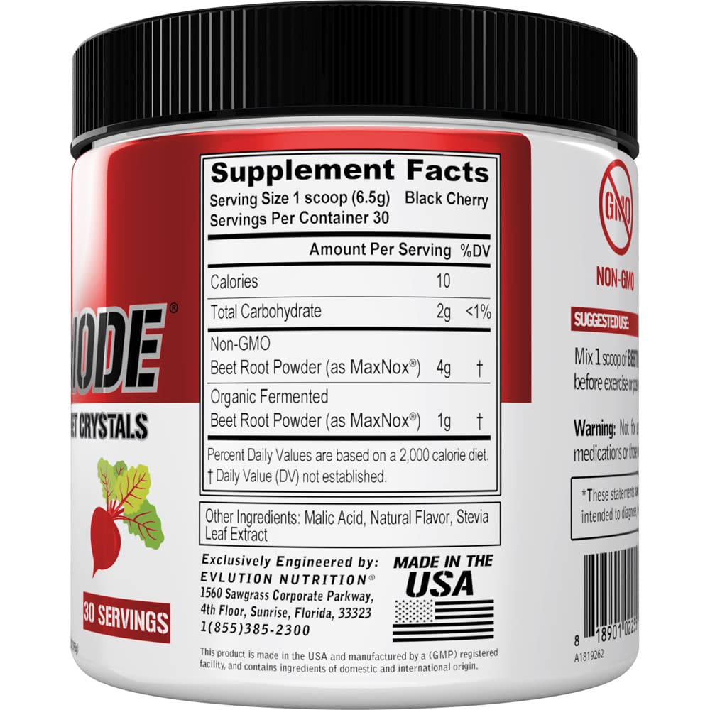 BeetMode beetroot powder scoop showing rich formula for nitric oxide support