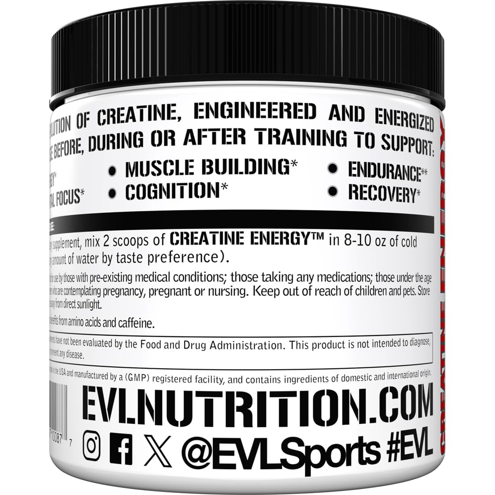 EVL Creatine Energy glass with water ready for hydration during workouts